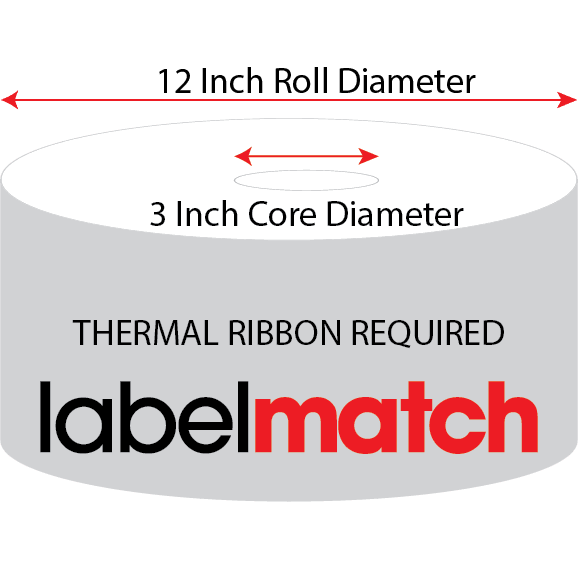 4 X 6 ThinTek Thermal Transfer Label - Perforated - White - 12" Roll - Permanent - Labelmatch