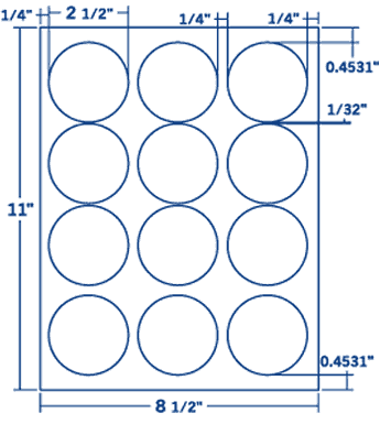 2.5" X 2.5" Laser/Inkjet Label-12 Per Sheet, 250 Sheets Per Pack, White, Permanent