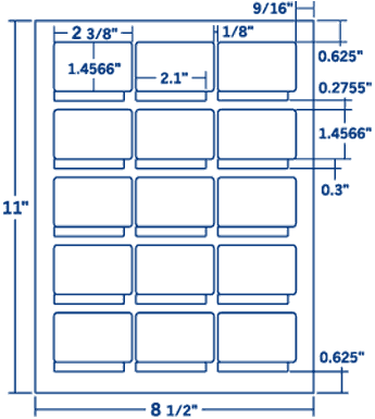 2.375" X 1.75" Laser/Inkjet Label-15 Per Sheet, 100 Sheets Per Pack, White, Permanent