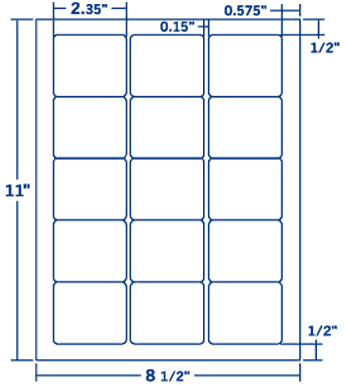 2.35" X 2" Laser/Inkjet Label-15 Per Sheet, 100 Sheets Per Pack, White, Permanent
