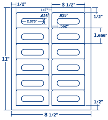 3.5" X 1.6" Laser/Inkjet Label-12 Per Sheet, 250 Sheets Per Pack, White, Permanent