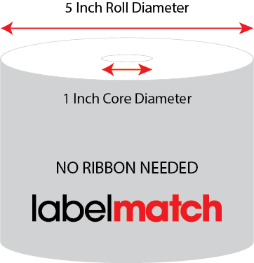 2.375 X 1 Premium Paper Direct Thermal Label - Perforated - White - 5" Roll - Permanent , Freezer - Labelmatch
