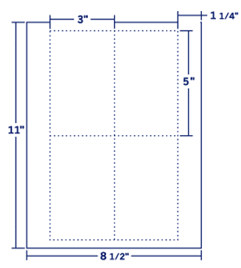 3" X 5" Laser/Inkjet Label-4 Per Sheet, 250 Sheets Per Pack, White, Permanent