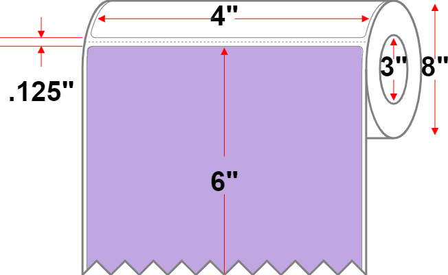4 X 6 Premium Paper Direct Thermal Label - No Perf - Purple 264 - 8" Roll - Permanent - Labelmatch