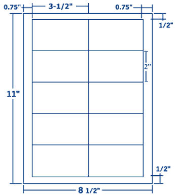 3.5" X 2" Laser/Inkjet Label-10 Per Sheet, 100 Sheets Per Pack, White, Permanent