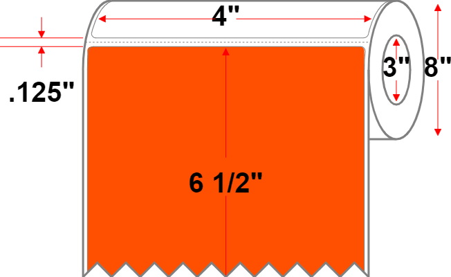 4 X 6.5 Premium Paper Thermal Transfer Label - Perforated - Orange 21 - 8" Roll - Permanent - Labelmatch