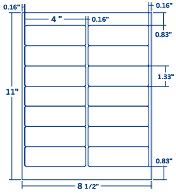 4" X 1.333" Laser/Inkjet Label-14 Per Sheet, 100 Sheets Per Pack, White, Permanent - Labelmatch