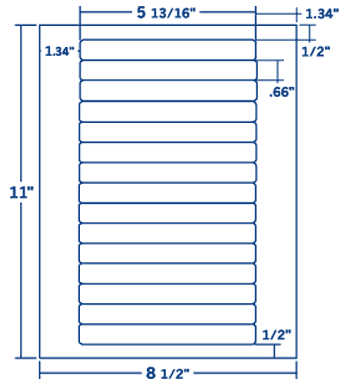 5.813" X .666" Laser/Inkjet Label-15 Per Sheet, 250 Sheets Per Pack, White, Permanent