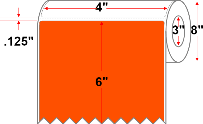 4 X 6 Premium Paper Direct Thermal Label - No Perf - Orange 21 - 8" Roll - Permanent - Labelmatch