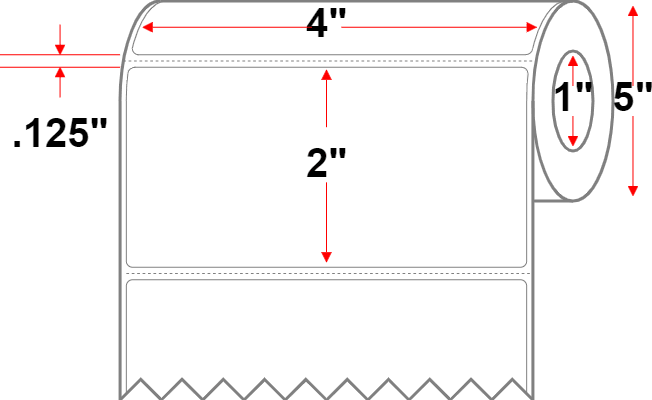 4 X 2 Premium Thermal Transfer Label - Perforated - White - 5" Roll - Permanent - Alien Squiggle - ALN-9840 - Printonix T800 - Labelmatch