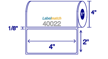 4" X 2" Direct Thermal Label - Perforated - White - 4" Roll - Permanent - Labelmatch
