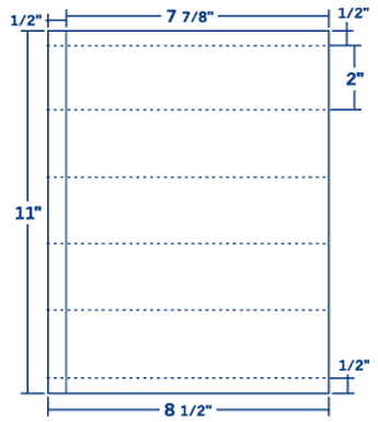 8" X 2" Laser/Inkjet Label-5 Per Sheet, 100 Sheets Per Pack, White, Permanent