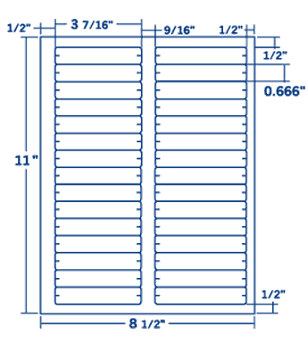 3.438" X .666" Laser/Inkjet Label-30 Per Sheet, 100 Sheets Per Pack, White, Permanent