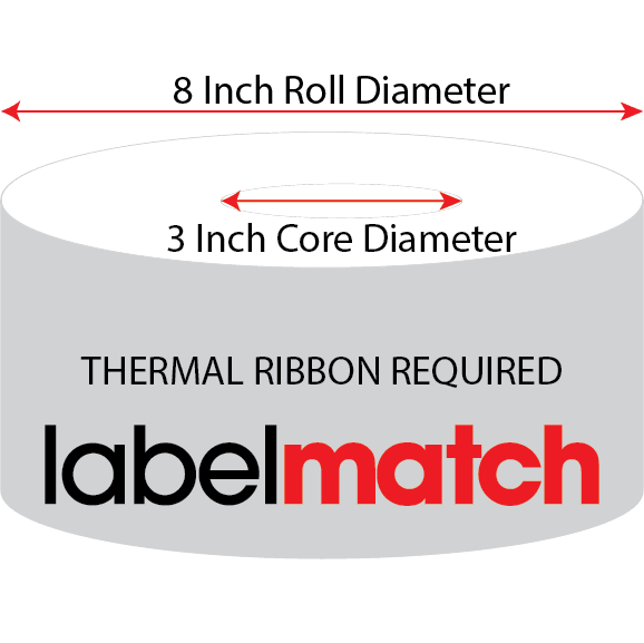 4.5" X 2.5" Thermal Transfer Label - Perforated - Premium Paper - White - 8" Roll - Permanent - Labelmatch