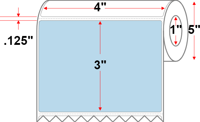 4 X 3 Premium Paper Direct Thermal Label - Perforated - Pastel Blue 290 - 5" Roll - Permanent , Freezer - Labelmatch