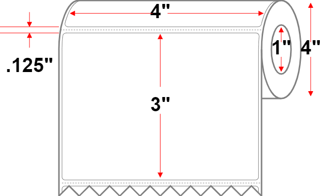 4 X 3 Economy Paper Direct Thermal Label - Perforated - White - 4" Roll - Permanent - Labelmatch