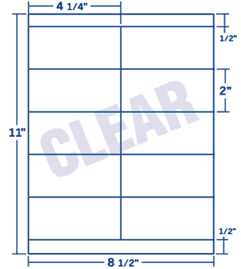 4.25" X 2" Laser/Inkjet Label-10 Per Sheet, 100 Sheets Per Pack, Clear, Permanent