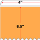 4 X 6.5 Economy Paper Direct Thermal Label - Perforated - FL Orange 804 - 8" Roll - Permanent - Labelmatch